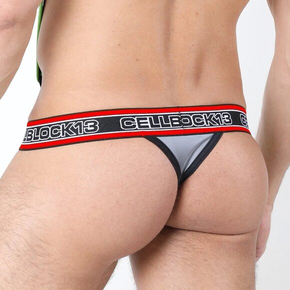 CBU222 CellBlock13 Red Rogue X Reflective Zipper Thong - Picture 2 of 3
